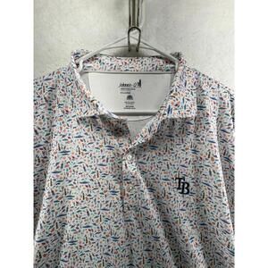 Johnnie-O Tampa Bay Rays Performance Mens Golf Polo AOP Size 2XL XXL UPF 50
